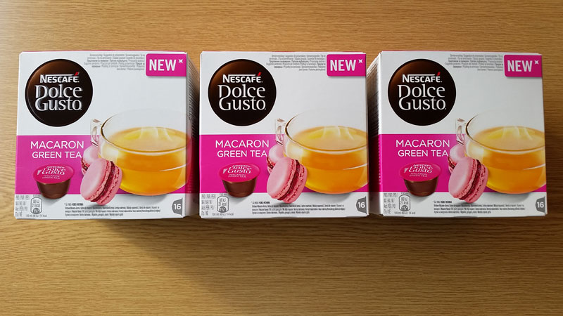 Drei Packungen Dolce Gusto Macaron Green Tea | Foto: Redaktion
