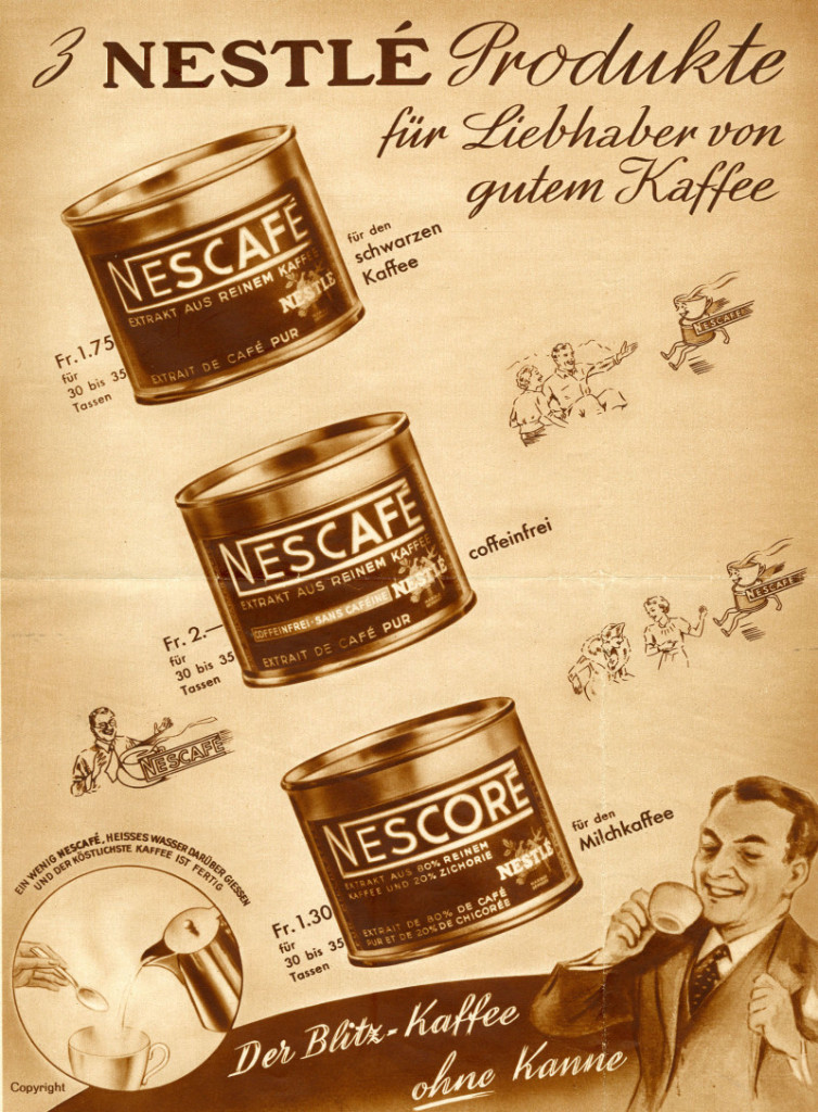 Produkte für Liebhaber von gutem Kaffee. Schweiz 1938  | Bild: Nestlé Deutschland AG