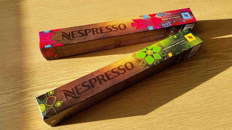 Verkaufsverpackungen der Nespresso Limited Editions UMUTIMA wa Lake Kivu und TANIM de Chiapas | Foto: Redaktion