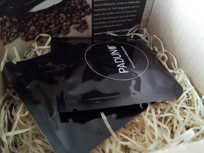 Kaffeepads von Paduno in Verpackung
